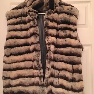 Chinchilla fur vest reversible lamb leather